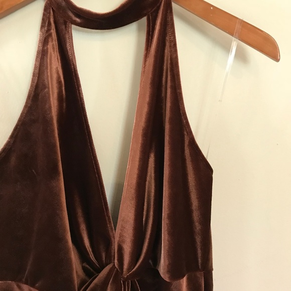 Copper Velour Halter Romper with Shorts-NWT - Picture 3 of 4